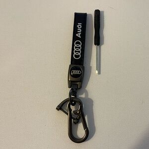 Audi Key Fob Keychain in Black Leather with Logo NWT